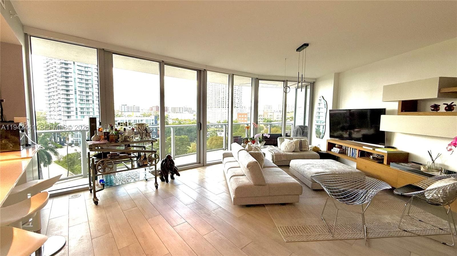 488 NE 18th Street living room with skyline view