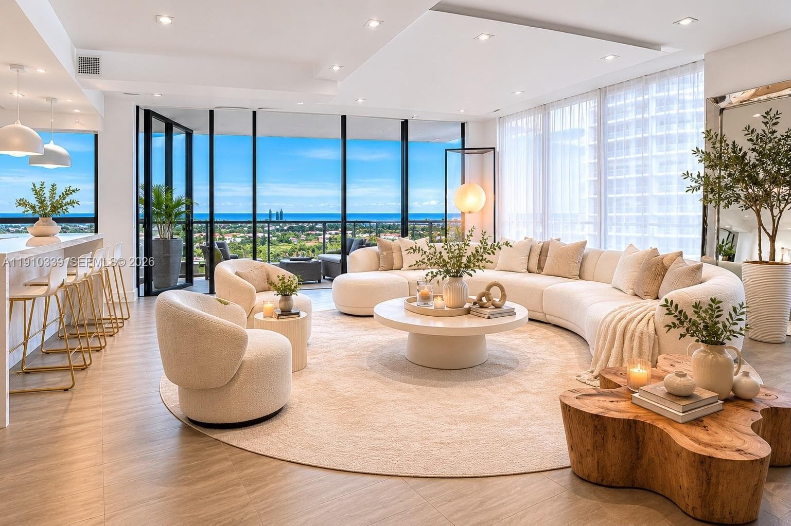20281 E Country Club Drive living room with ocean view