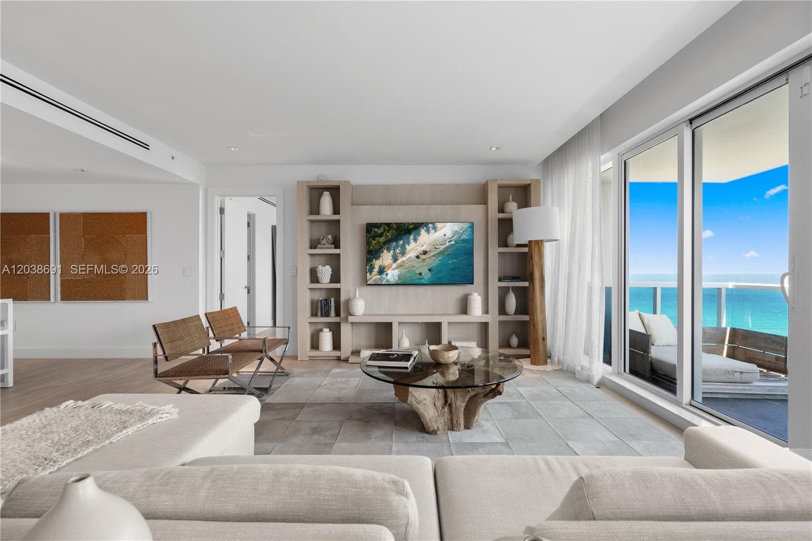 16001 Collins Avenue living room with ocean view